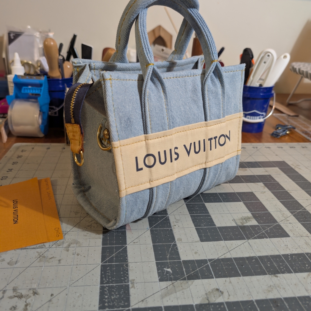 🍒Sold🍒Louis Vuitton Light Blue Denim Tote with Tan Accents